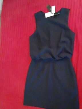 Banana Republic Navy Sleeveless Blouson Mini Dress, Size 0 Petite, Chic